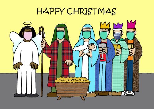 Covid 19 Christmas Nativity Scene.