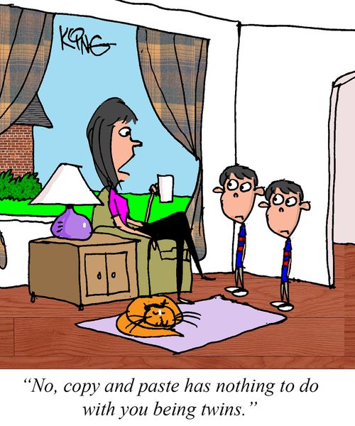 "No, copy and paste has nothing to do with you being twins."