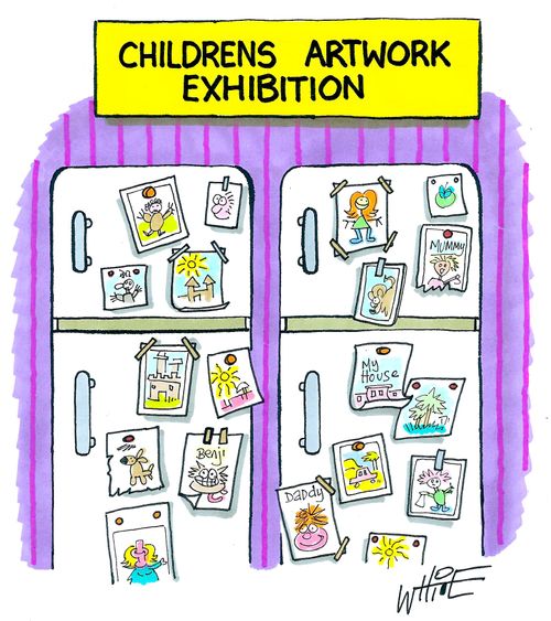 Children's artwork exhibition.