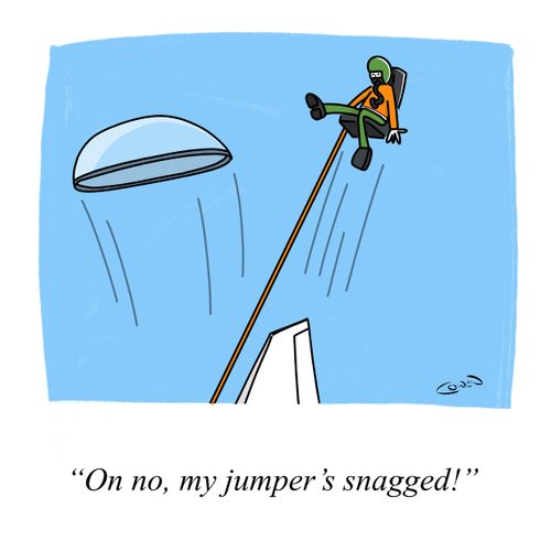  "Oh no, my jumper's snagged!'