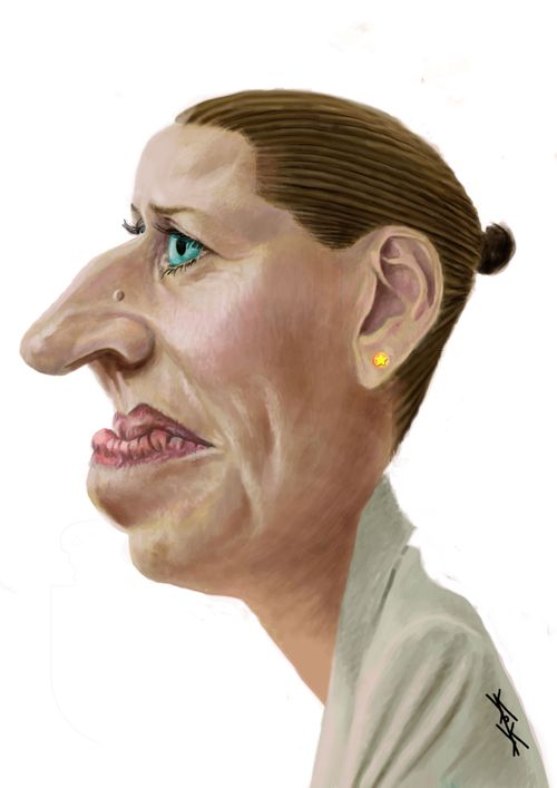 Mette Frederiksen caricature
