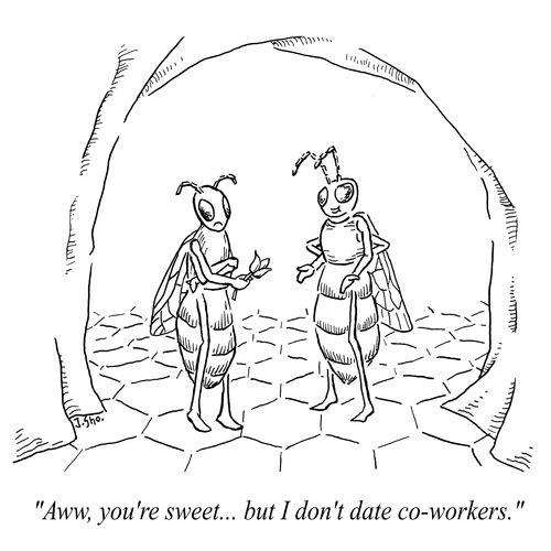 "Aww, you're sweet... but I don't date co-workers."