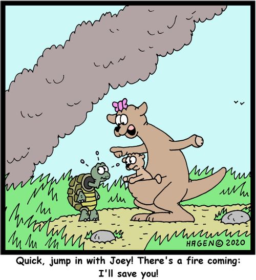 "Quick, jump in with Joey! There's a fire coming: I'll save you!