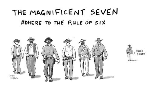 The Magnificent Seven adhere to the covid rule of six