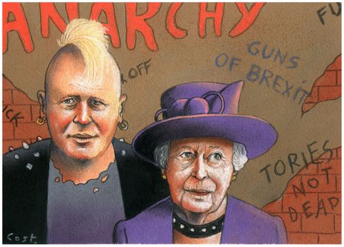 Punk rock Boris Johnson and the Queen