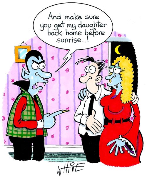 "And make sure you get my daughter home before sunrise..!"