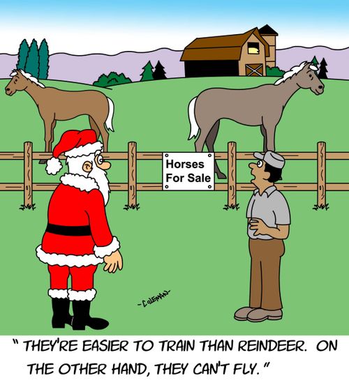 "They're easier to train than reindeer. On the other hand, they can't fly."