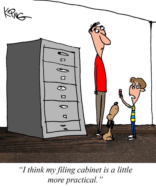 "I think my filing cabinet is a little more practical."