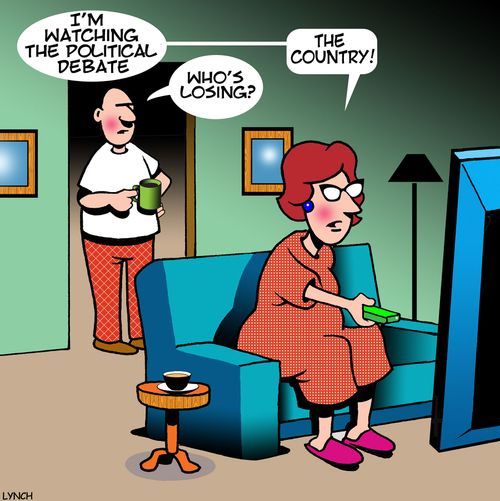 "I'm watching the presidential debate."