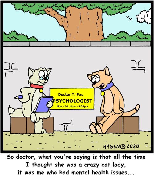 So doctor, what you're saying is that all the time I thought she was a crazy cat lady, it was me who had mental health issues...