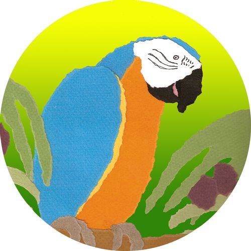 Torn paper parrot