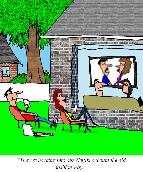 "They're hacking into our Netflix account the old fashioned way."