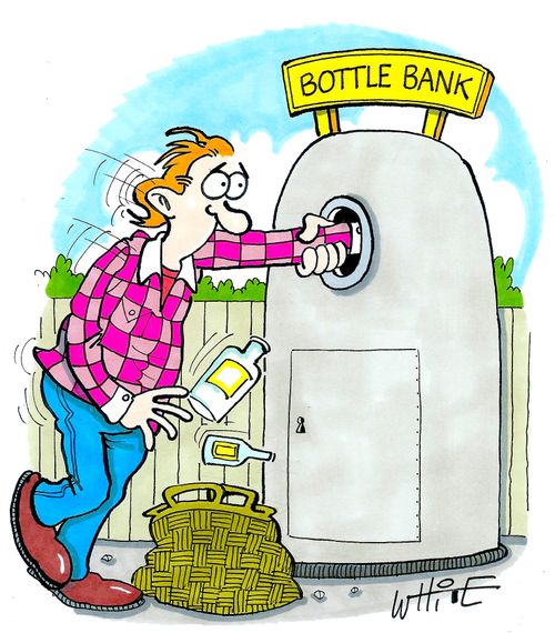grabbed by the bottle bank...