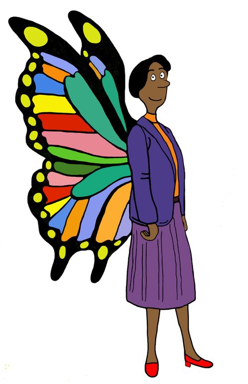 Woman has spread her wings as butterfly