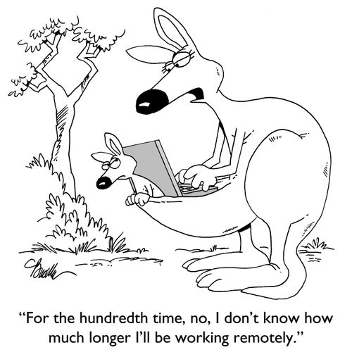 "For the hundredth time, no, I don't know how much longer I'll be working remotely."