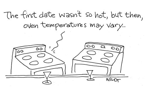 Talking oven says first date not so hot, but ovens temps may vary.