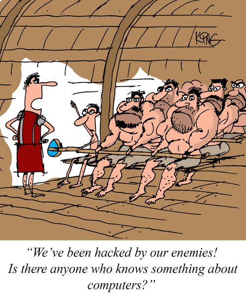 "We've been hacked by our enemies! Is there anyone who know something about computers?"