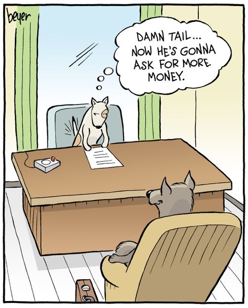 "Damn tail... now he's going to ask for more money."