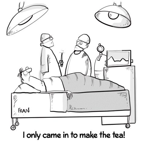 "I only came in to make the tea."