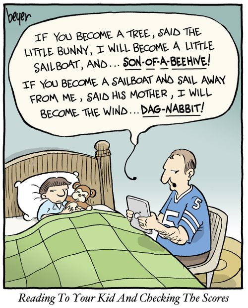Reading to your kid and checking the scores