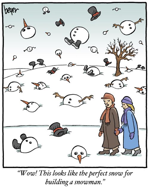 "Wow! This looks like the perfect snow for building a snowman."