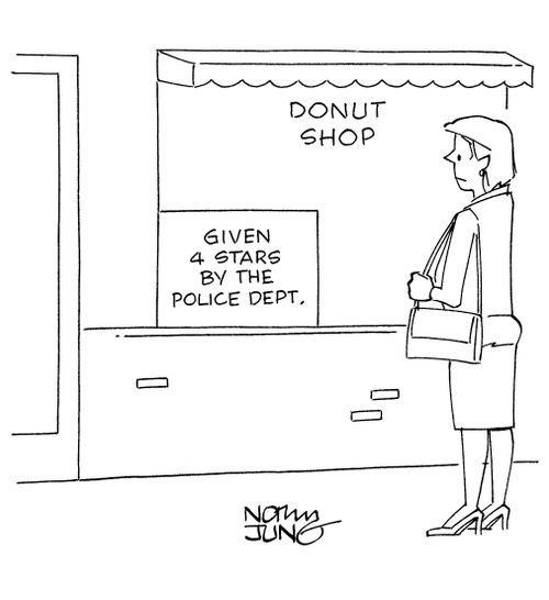Donut shop given 4 star rating by the police department.