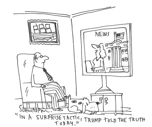 "In a surprise tactic, Trump told the truth today."