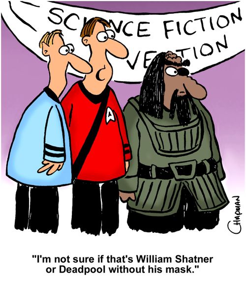 "I'm not sure if that's William Shatner or Deadpool without his mask."