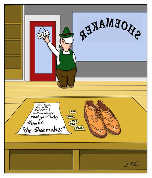 Shoemaker, no longer needs elves due to lockdown