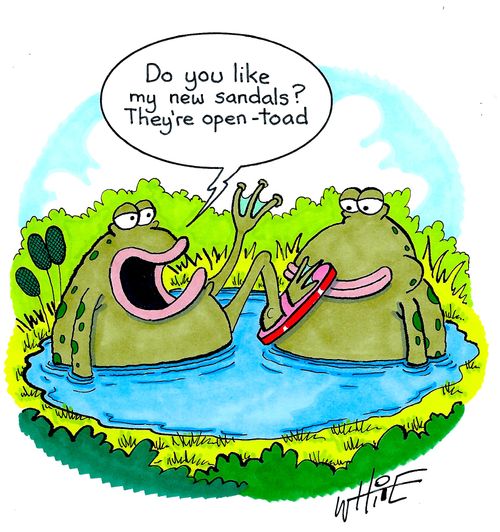 "Do you like my new sandals? They're open-toad."