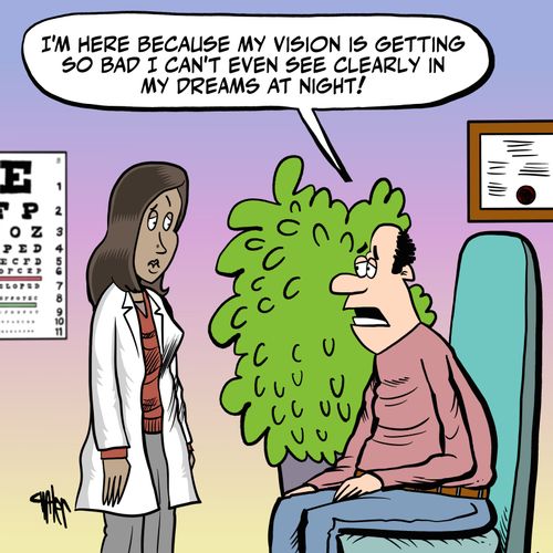 "I'm here because my vision is getting so bad I can't even see clearly in my dreams at night!"