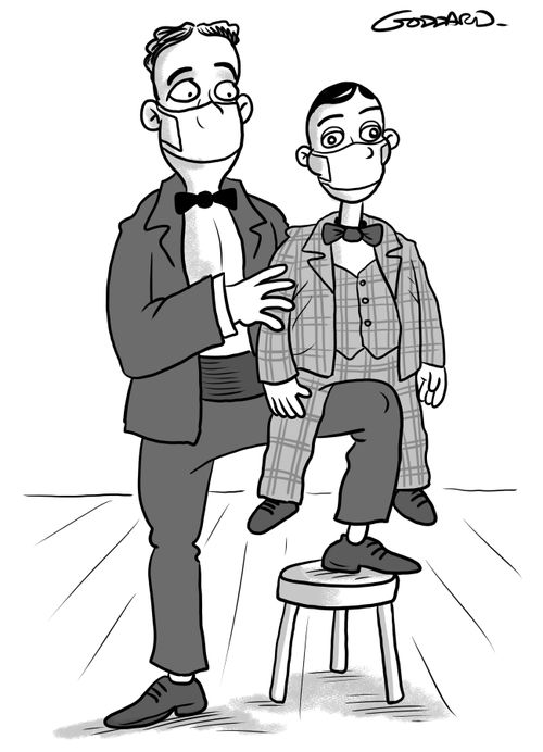 Ventriloquist with face mask