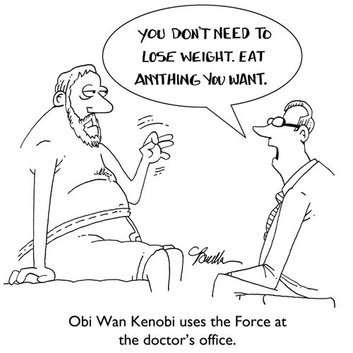 Obi Wan Kenobi uses the Force at the doctor's office.