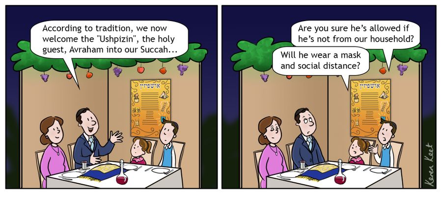 "According to tradition, we now welcome the 'Ushpizin', the holy guest, Avraham into our Succah."