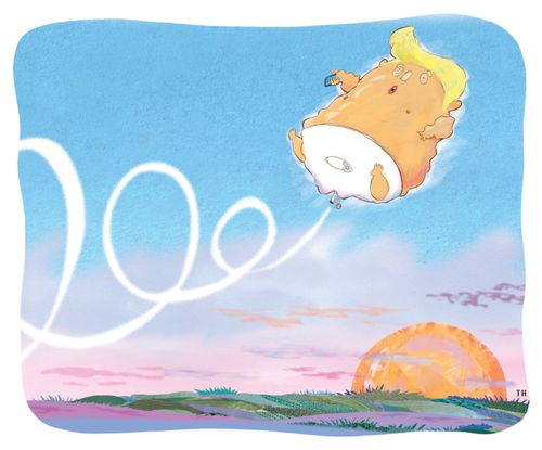 The Trump baby blimp ffffftts into the sunset.