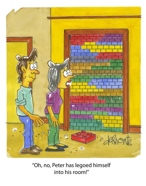 "Oh, no, Peter has legoed himself into his room!"