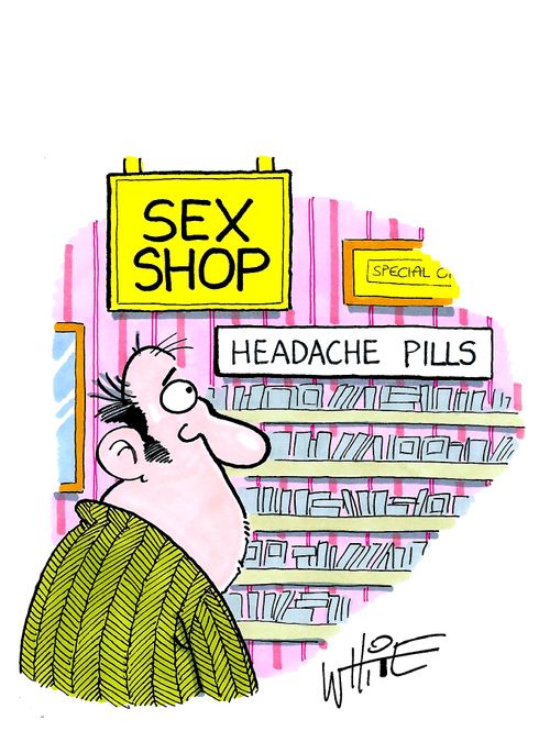 Sex shop headache pills...