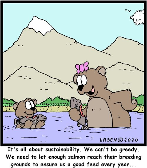 It's all about sustainability. We can't be greedy. We need to let enough salmon reach their breeding grounds to ensure us a good feed every year...