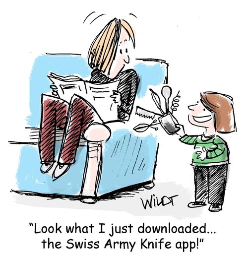 "Look what I just downloaded... The Swiss Army Knife app."