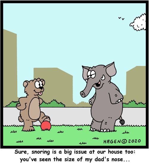 Sure, snoring is a big issue at our house too: you've seen the size of my dad's nose...