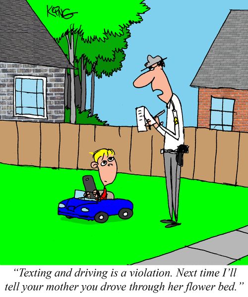 "Texting and driving is a violation."