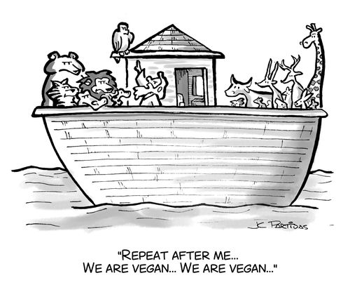 "Repeat after me... We are vegan... We are vegan..."