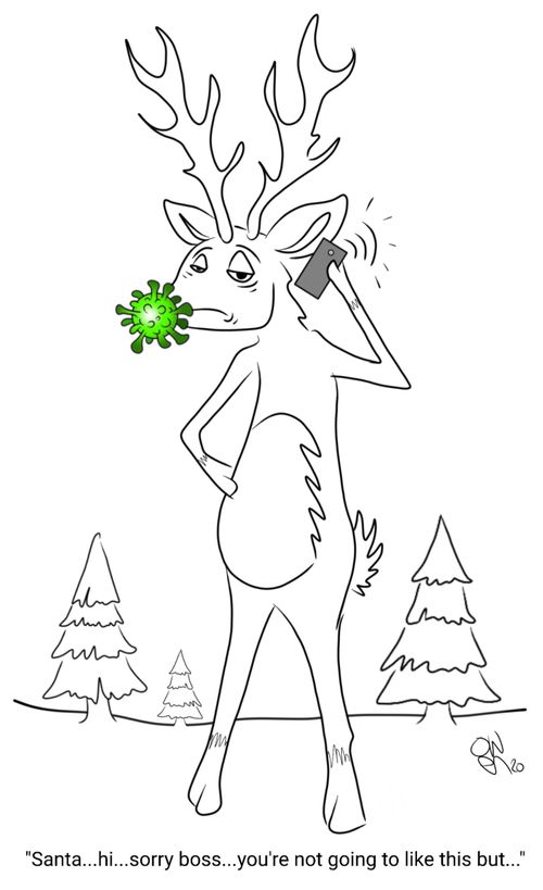 Rudolph with coronavirus phones in sick. 