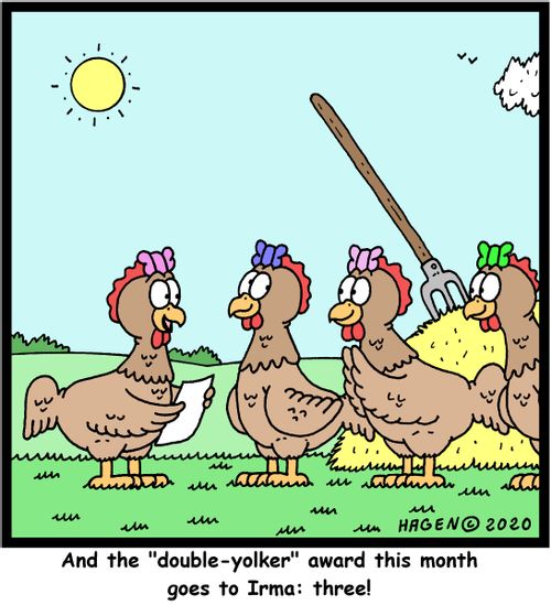 And the "double-yolker" award this month goes to Irma: three!