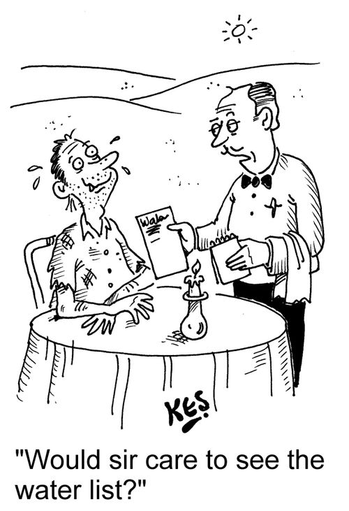 "Would sir care to see the water list?"