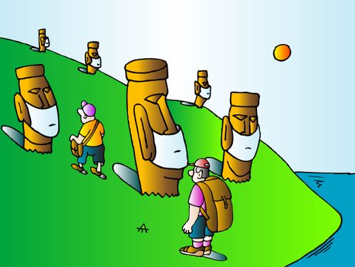 Tourists at Easter Island