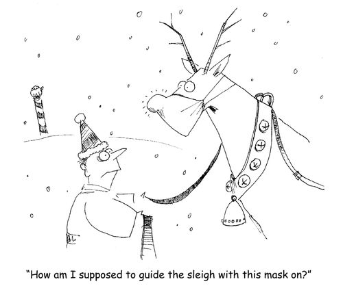 "How am I supposed to guide the sleigh with this mask on?" 