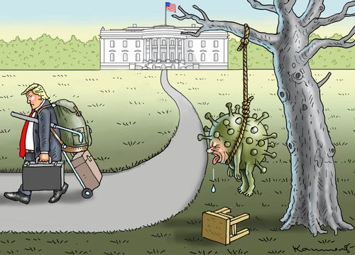 Trump leaves the white house and Coronavirus dies