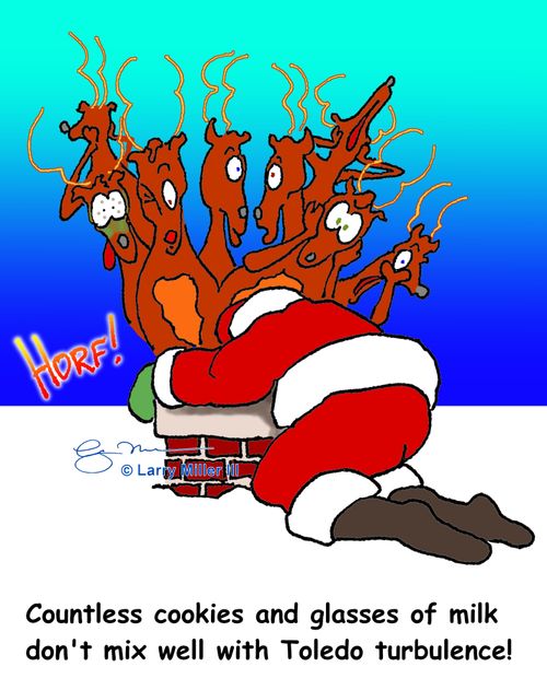 Countless cookies and glasses of milk don't mix well with Toledo turbulence!"