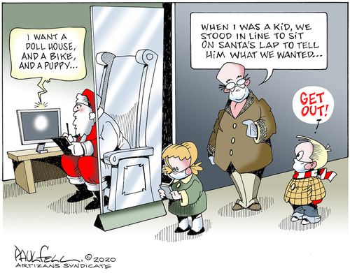 "When I was a kid, we stood in line to sit on Santa's lap to tell him what we wanted..."